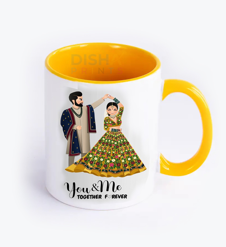 inner yelllow colored ceramic mug